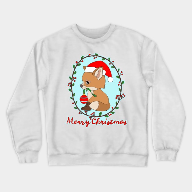 Christmas Fox Crewneck Sweatshirt by IdinDesignShop